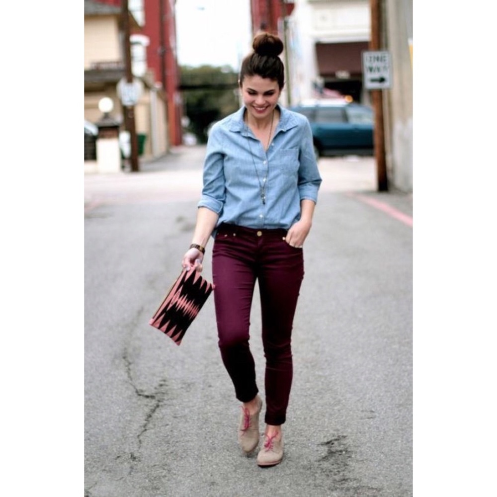 J. Crew Factory 8” Midrise Skinny Pant Dark Cognac